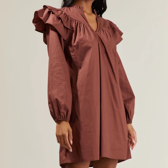 NWT SugarLips Brown Prissy Poplin Ruffle Mini Dress Size XL - Picture 5 of 10